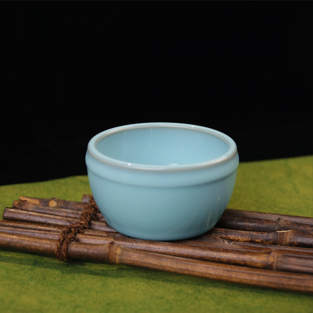 *全手工原矿天青釉汝瓷茶具/省工老师/缸杯茶器主人杯茶杯