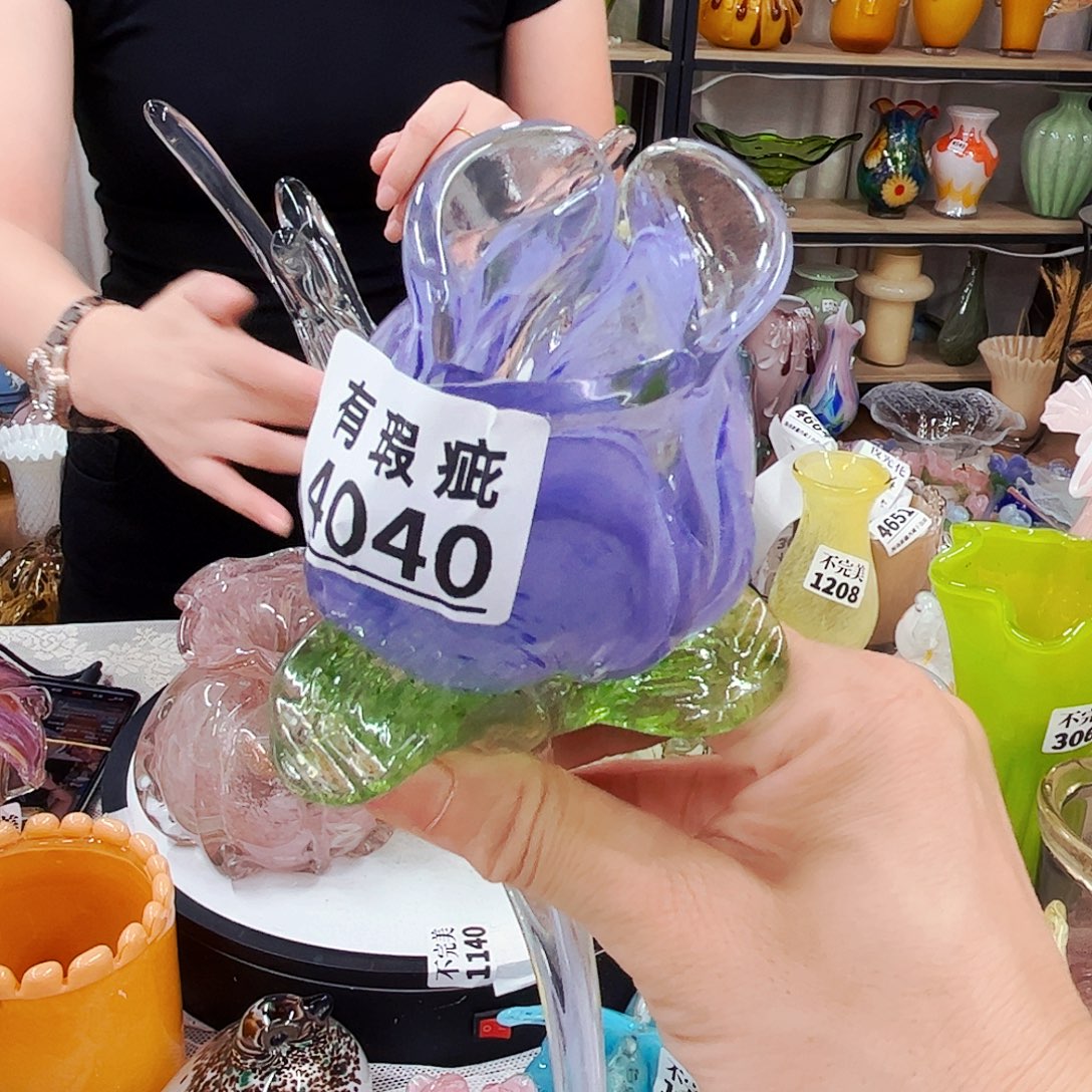 4040掉瓣瑕花 短杆 家悦琉璃工艺品
