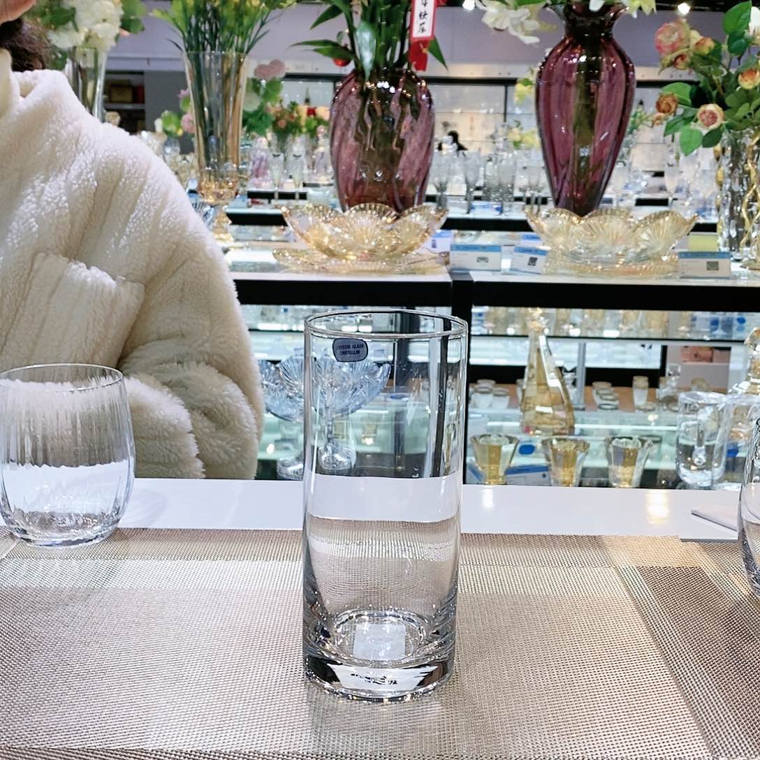 水晶玻璃无手柄款直身水杯