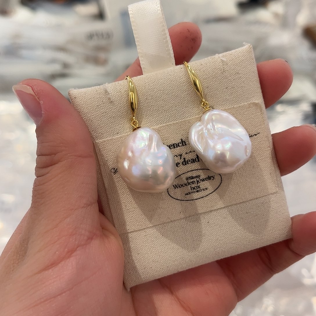 淡水珍珠耳饰银S925镶嵌