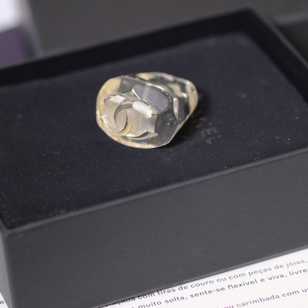95新 Chanel/香奈儿 泡泡中古 Chanel 透明双C亚克力戒指