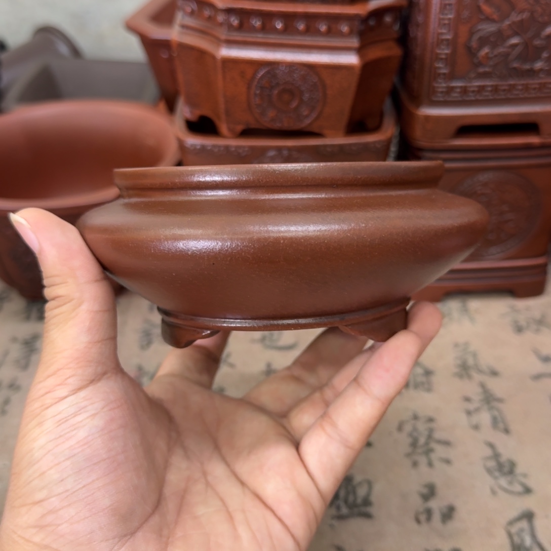 紫砂花盆10.5x5内经紫砂花盆