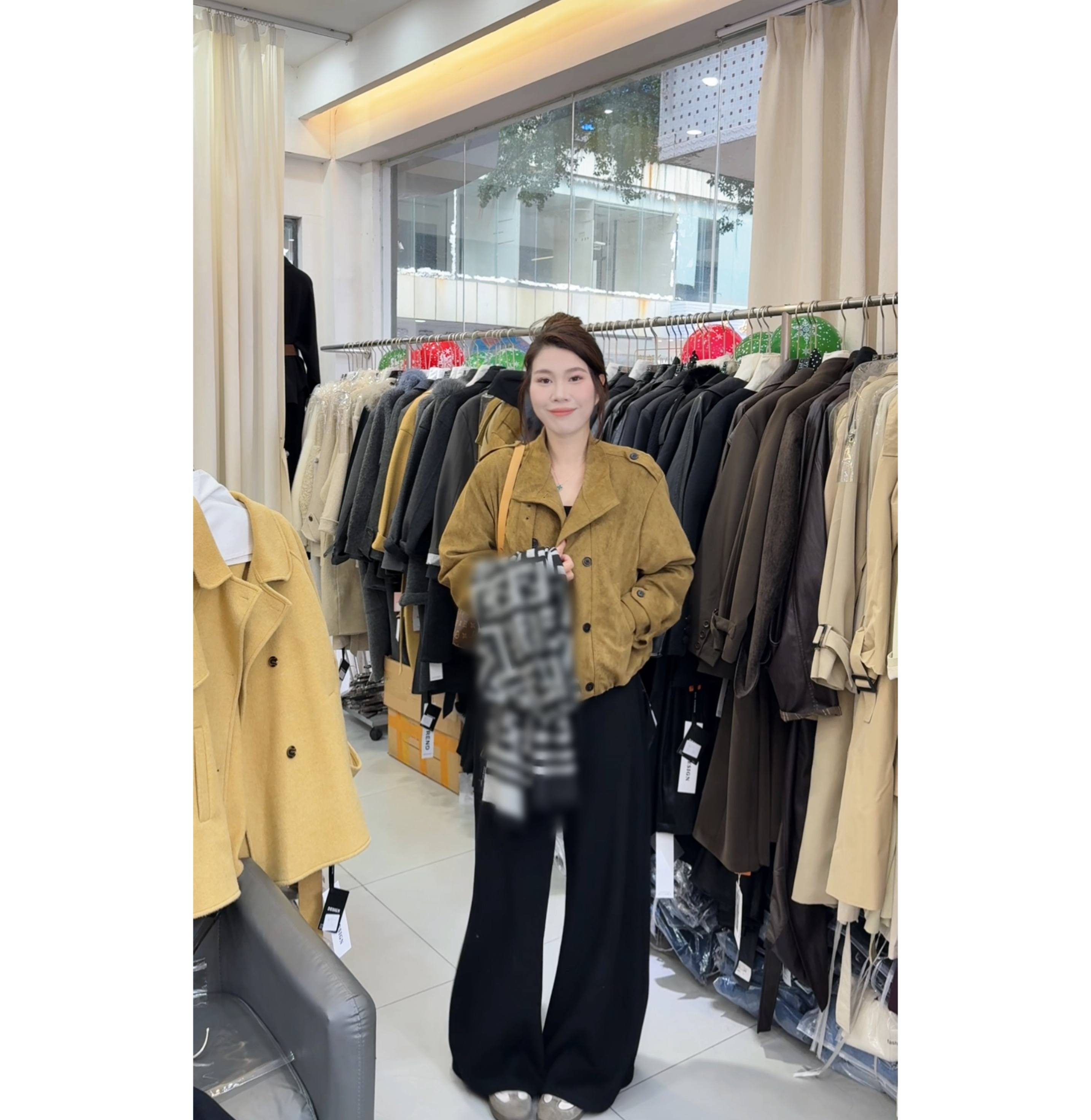 HANDAN·PU美拉德复古麂皮绒立领双排扣