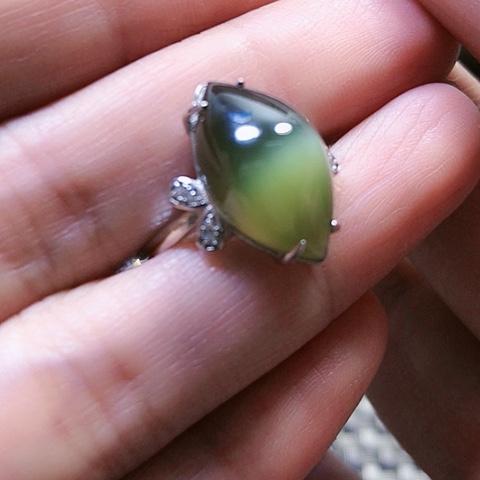 和田玉戒指银S925镶嵌