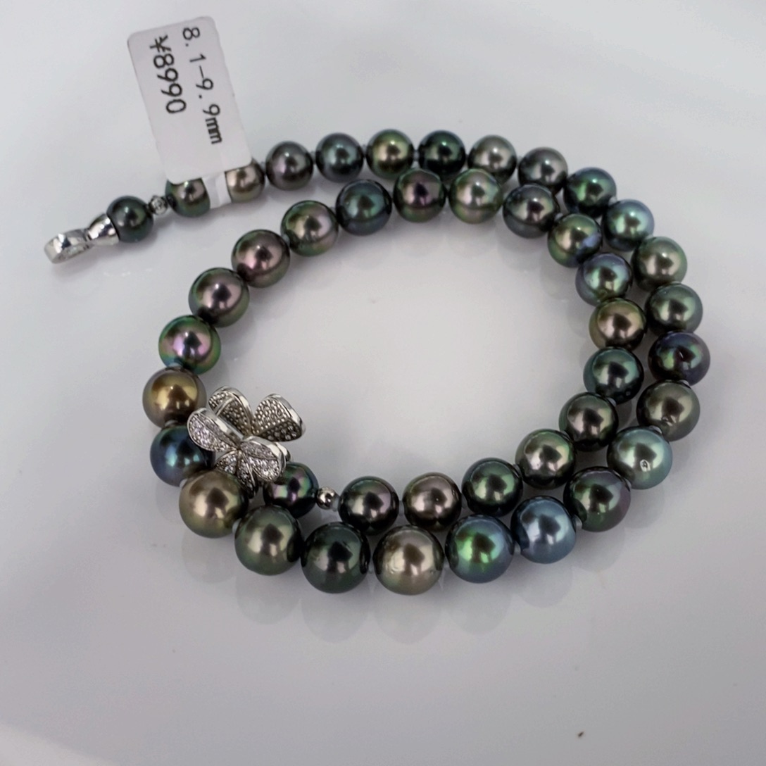 海水珍珠颈饰未镶嵌、**窝大溪地混彩项链8.1-9.9玲