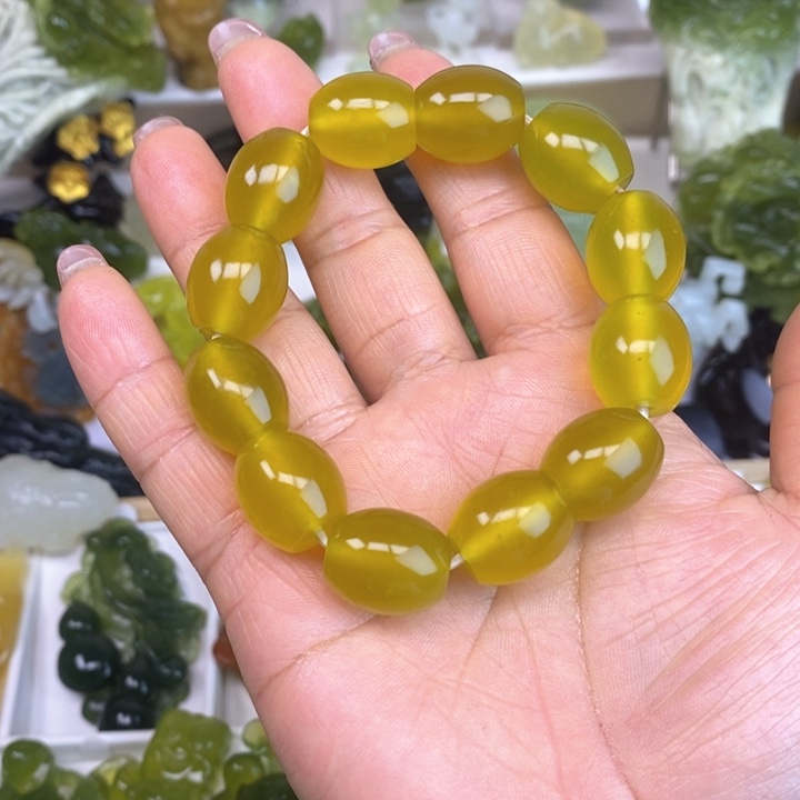 蛇纹石玉手链未镶嵌大****油