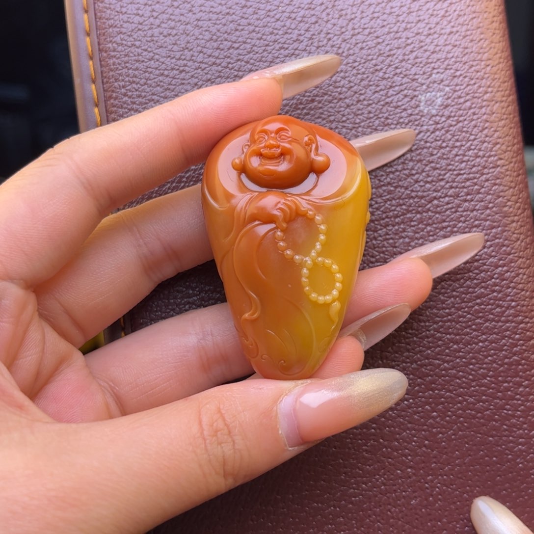 石英质玉黄蜡石吊坠未镶嵌藏*