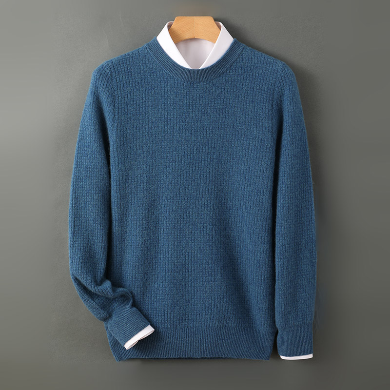 战袍，实打实的料！纯羊绒衫男半高领加厚商务套头毛衣宽松针织打底