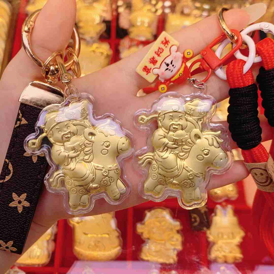 马上发财挂件 手机包包挂 钥匙扣 可爱卡通金片 情人节生日送礼物
