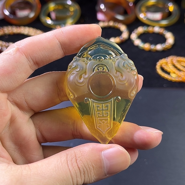 手链琥珀未镶嵌净水高蓝挂坠