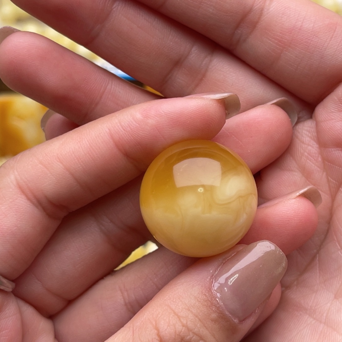 裸石琥珀未镶嵌M****Y蜜蜡圆珠梦微瑕