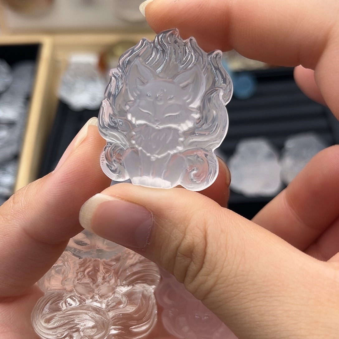 银S925镶嵌颈饰水晶可****！粉水九尾53