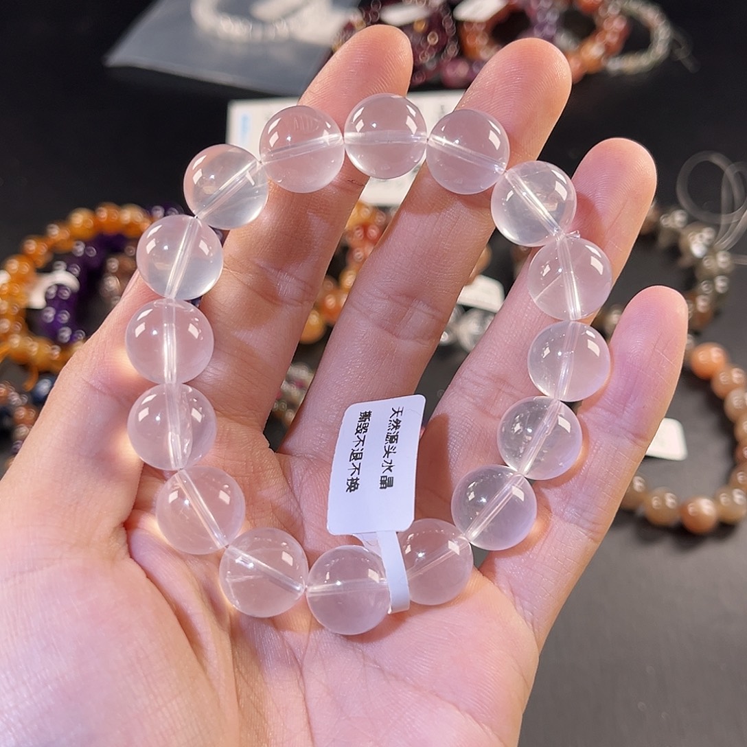 未镶嵌手串水晶奶白晶13mm孤品捡漏