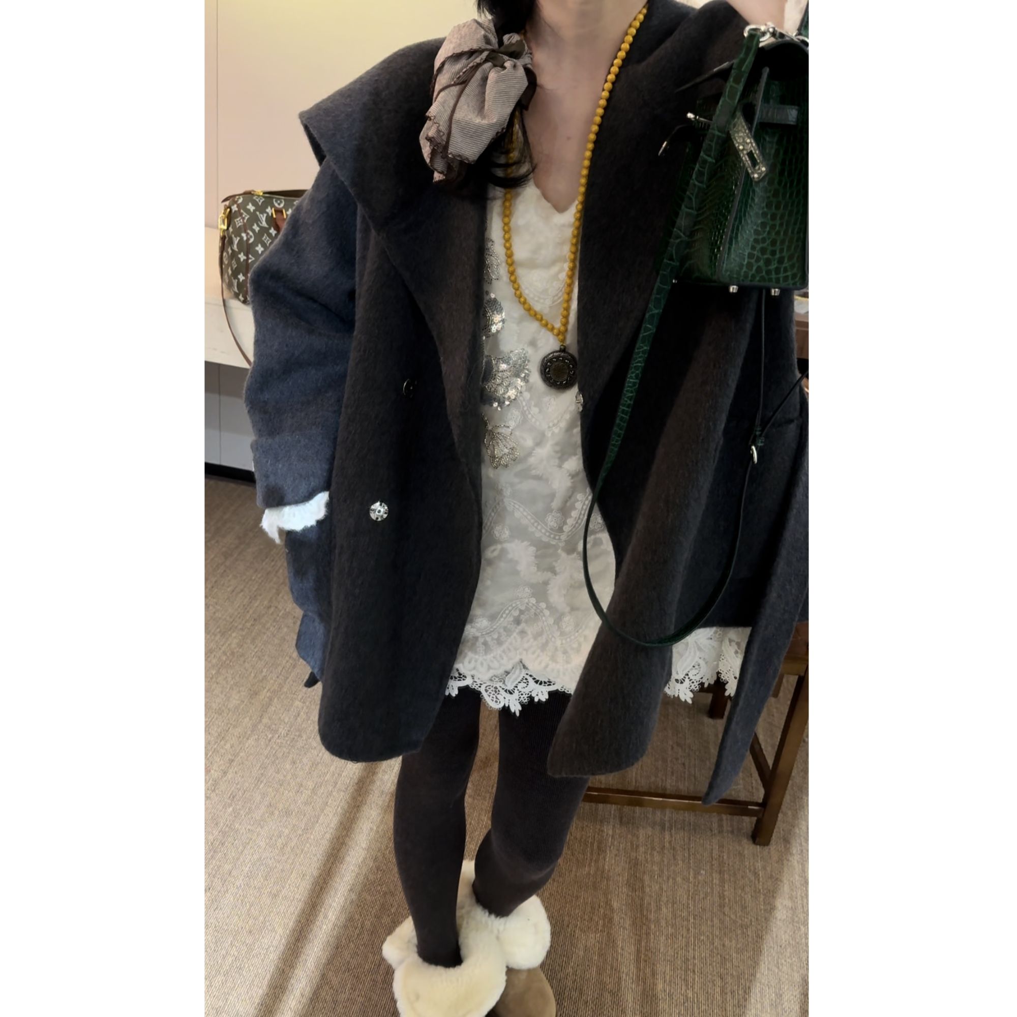 李豆儿 小众设计 慵懒风 天使之翼 澳毛双面羊绒外套