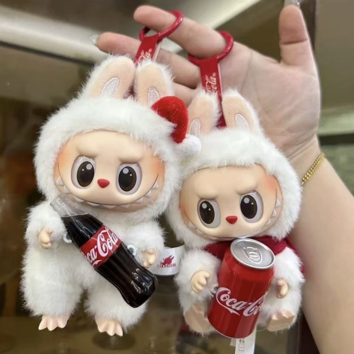 labubu可乐国版高品质拉布布毛绒搪胶玩具吊卡摆件