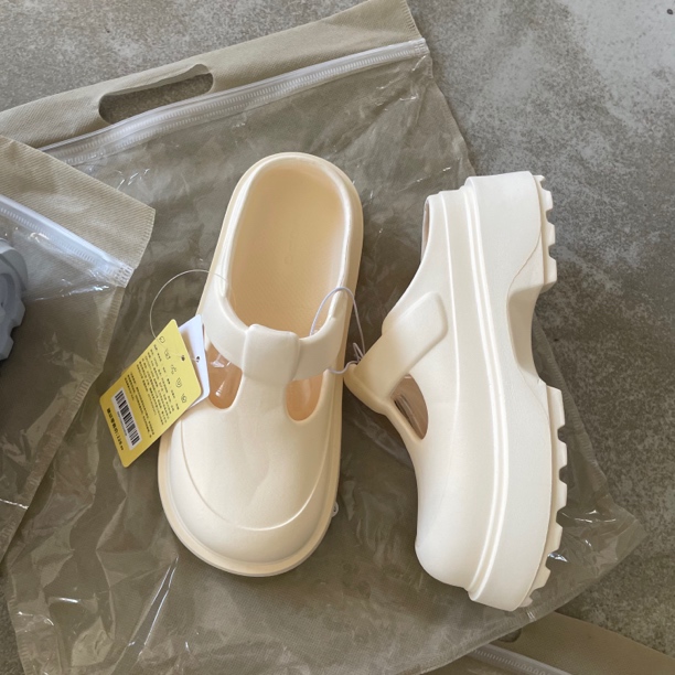 C19厚底纯色ins风包头拖鞋夏季