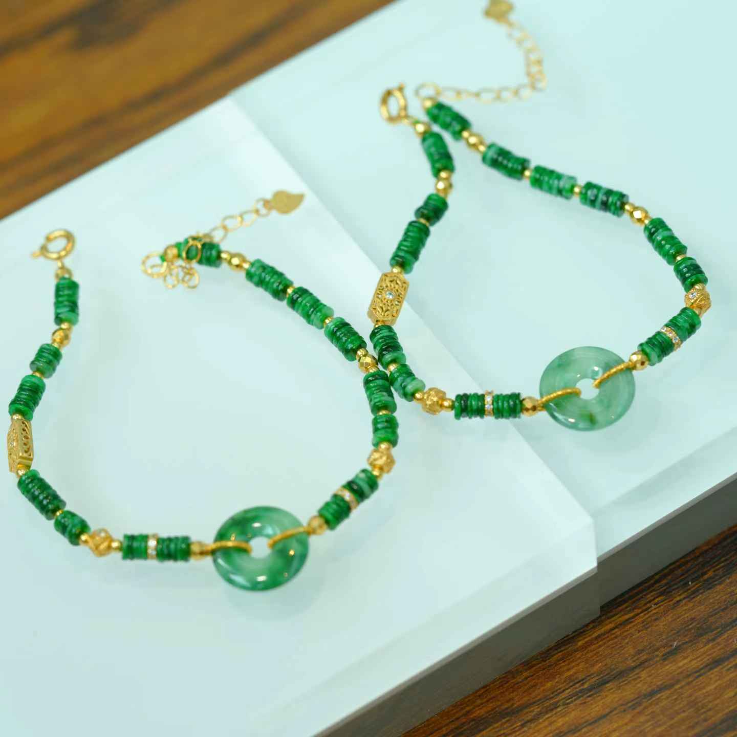 【初见珠宝】翡翠平安扣手链2-1CH171X513【多样性发一件】