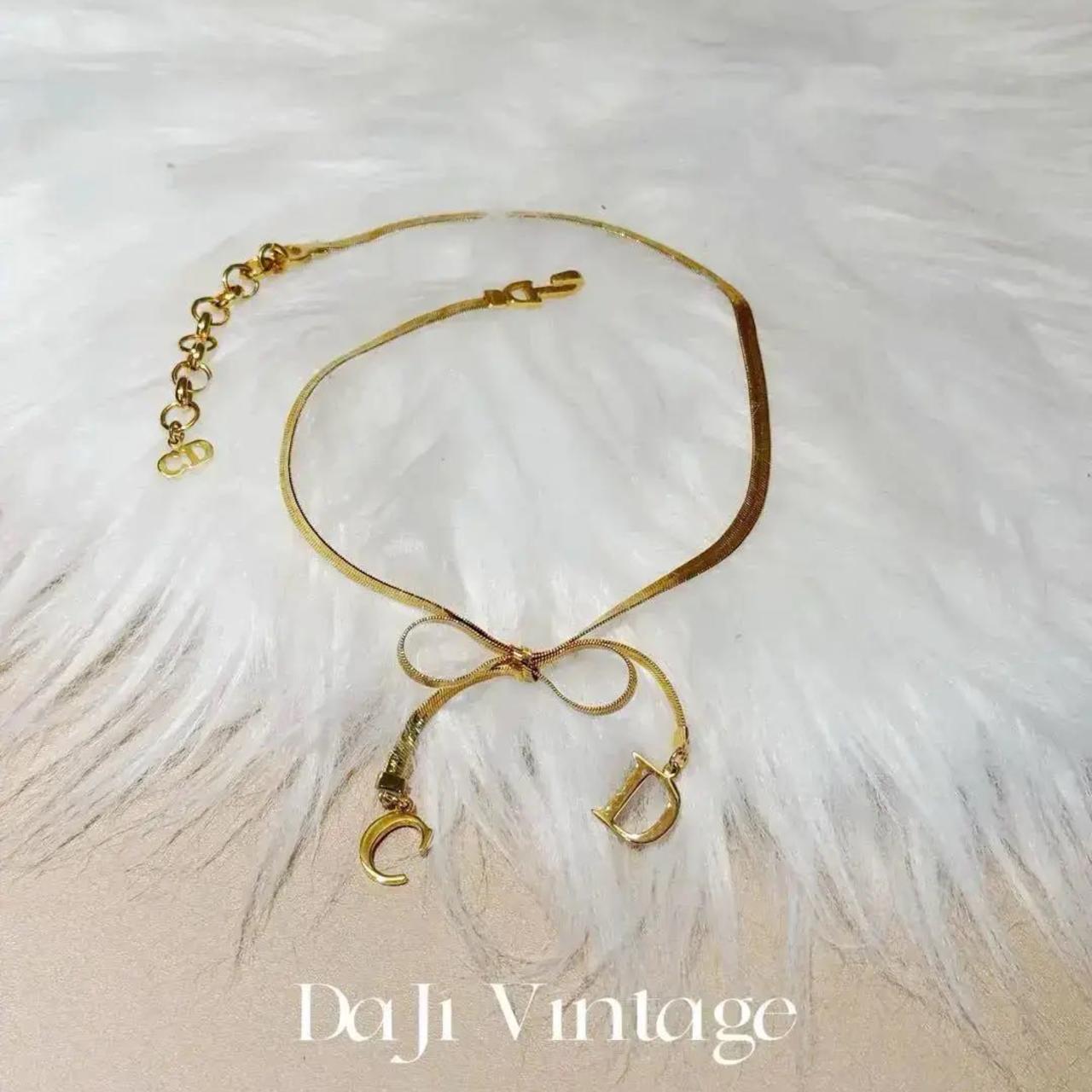 99新 DIOR/迪奥 大吉中古yts/Dior迪奥金色蝴蝶结项链