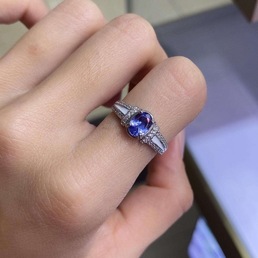 坦桑石戒指银S925镶嵌（一物一证）