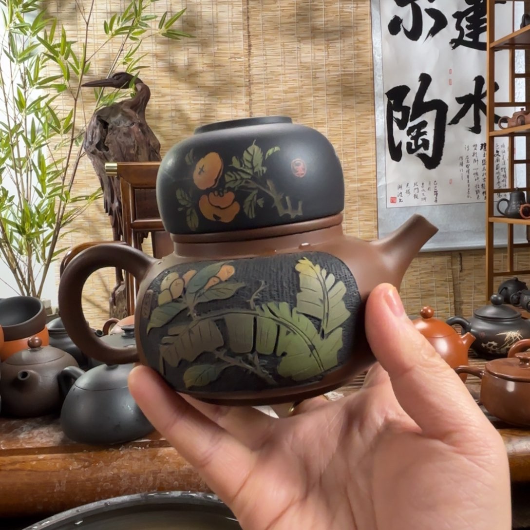 杯非**哥建水紫陶彩填壶➕杯