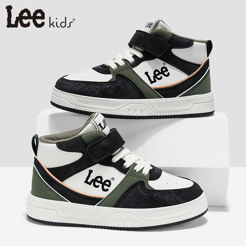 Leekids秋冬儿童运动板鞋男女童鞋中大童时尚百搭软底休闲高帮鞋