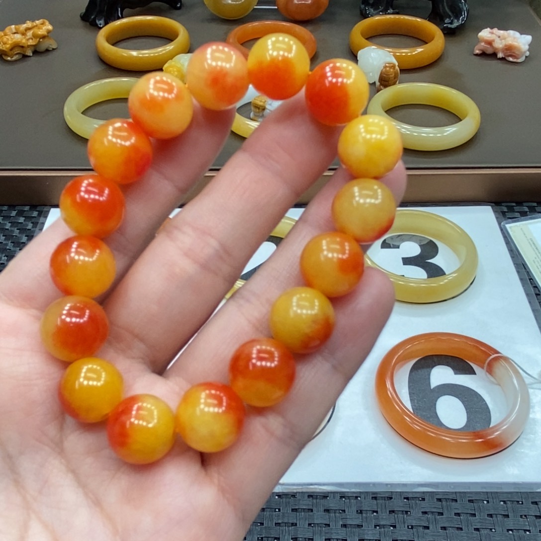 未镶嵌手链石英质玉晚霞红手链