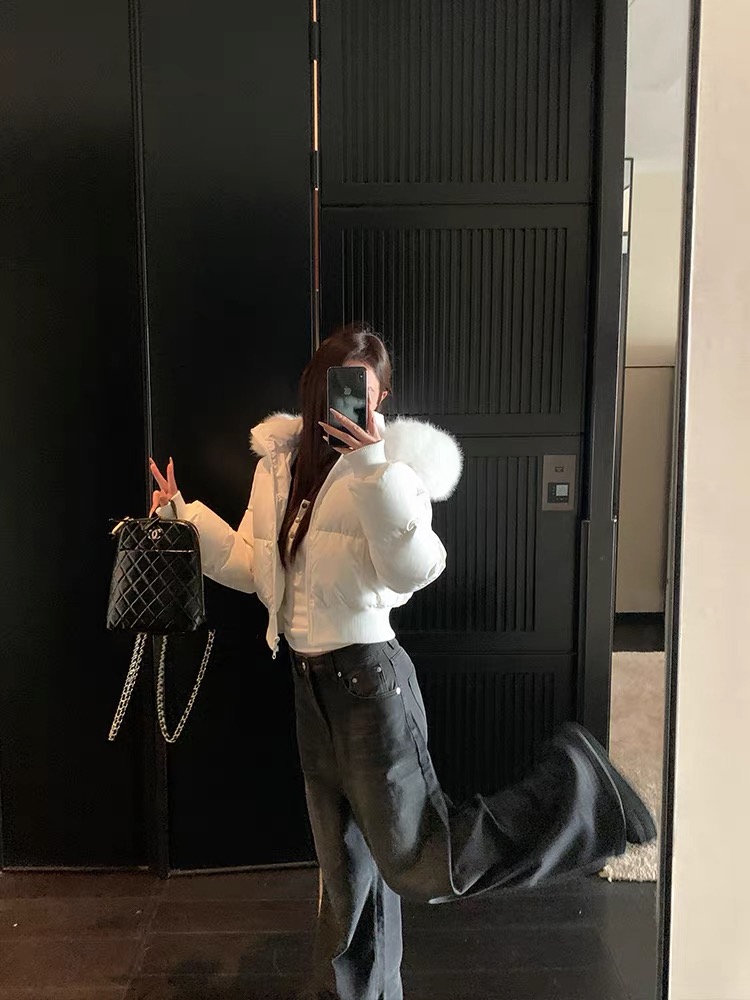 （羽绒服版本）90白鸭绒短款大毛领羽绒服