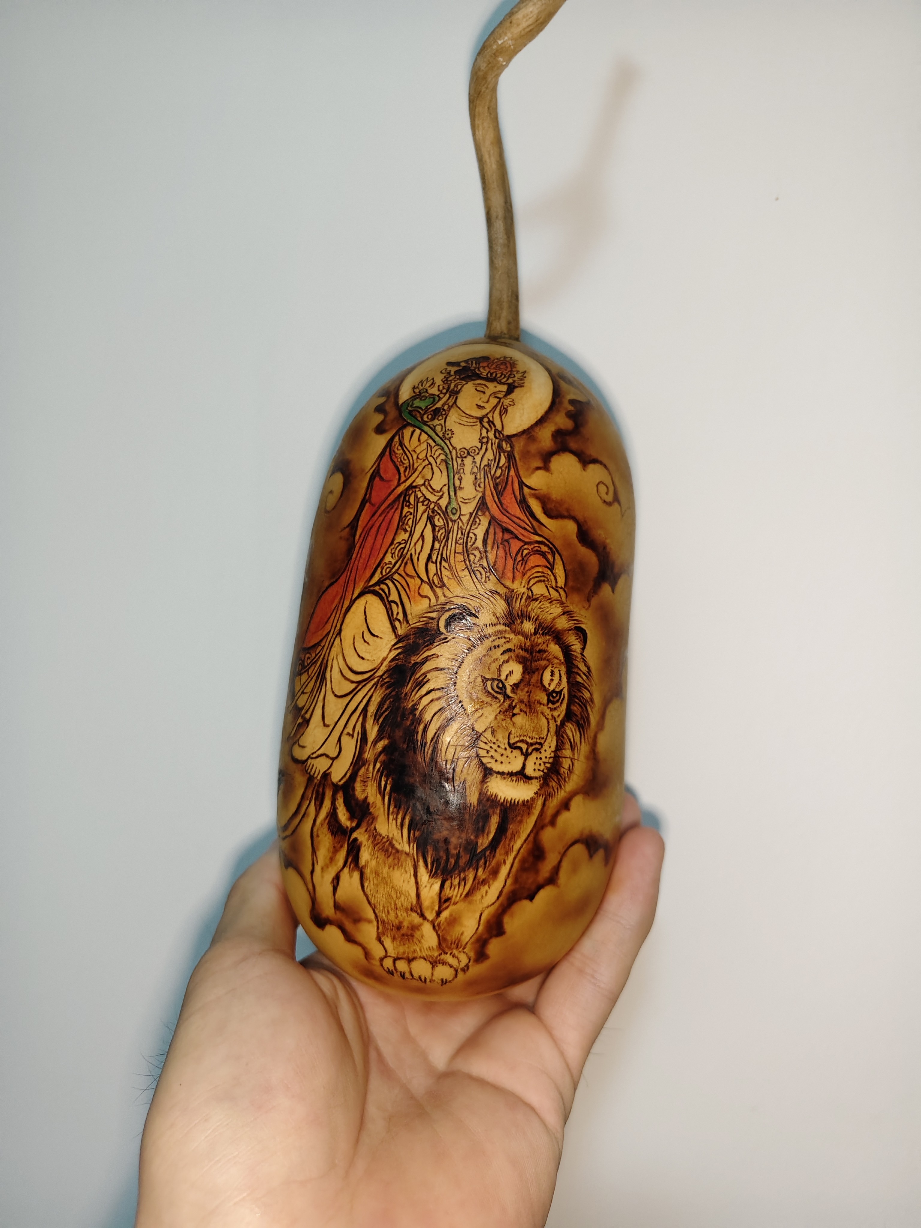 文殊途同归菩萨传统文化烙画