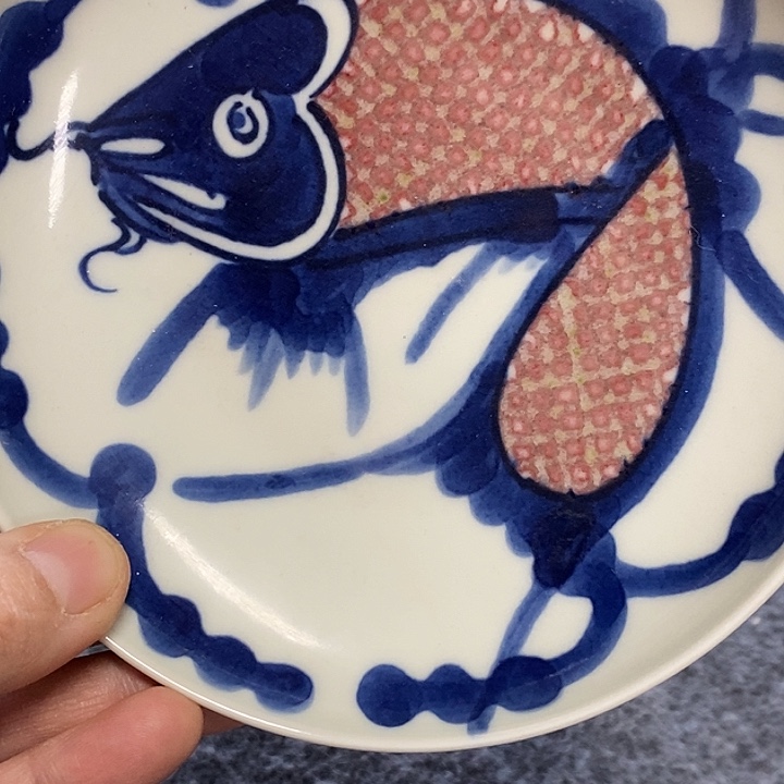冰***淋青花鱼盘，青花鱼盘