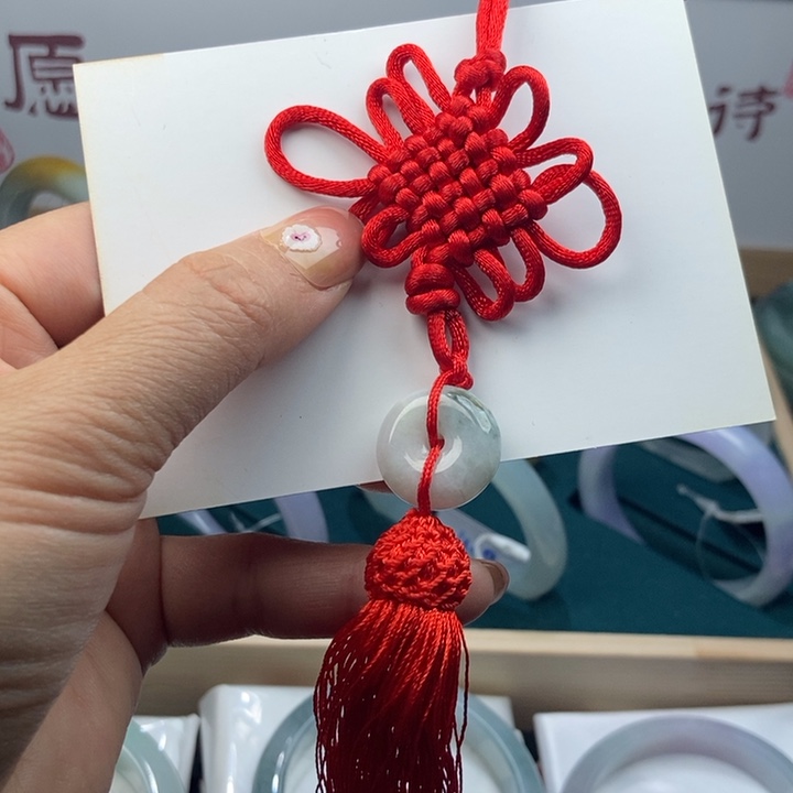 翡翠颈饰未镶嵌手工中国结平安扣