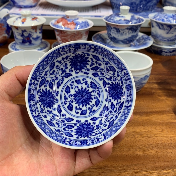 晓月柴窑 缠枝 斗笠杯
