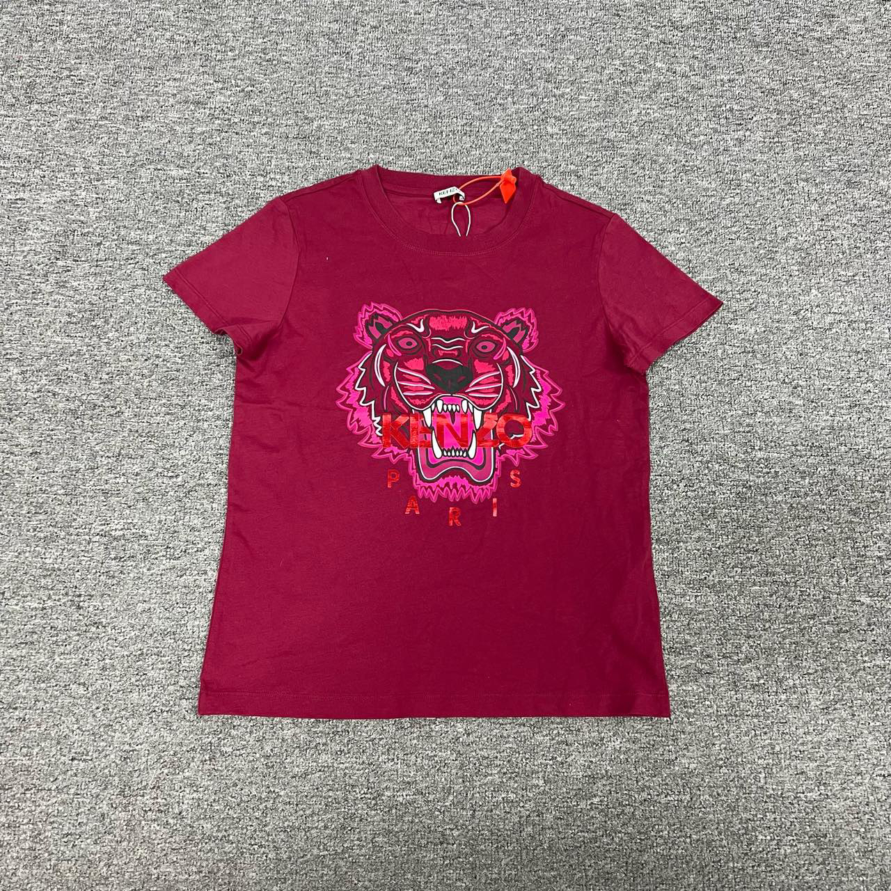 99新 KENZO/肯佐 玫红色 老虎头印花 短袖 