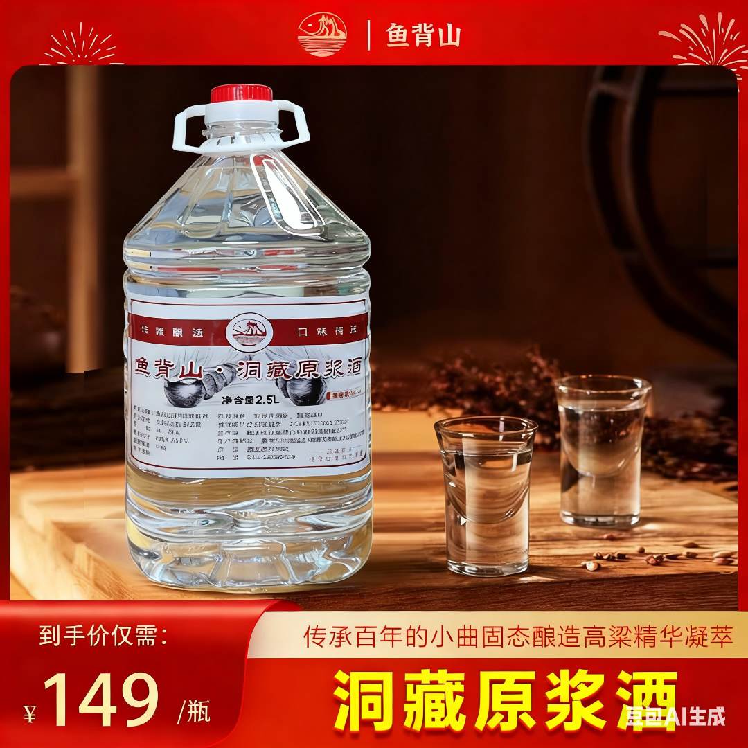 鱼背山洞藏纯粮食中接子原浆白酒传统酿酒工艺型粮食酒60度2.5L
