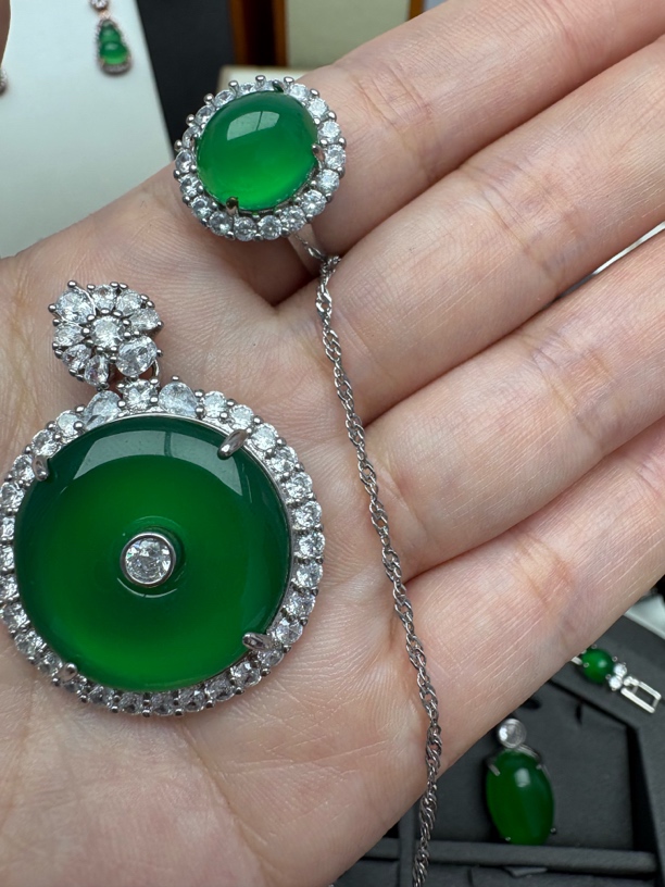 桐掌柜珠宝平安扣戒指套装