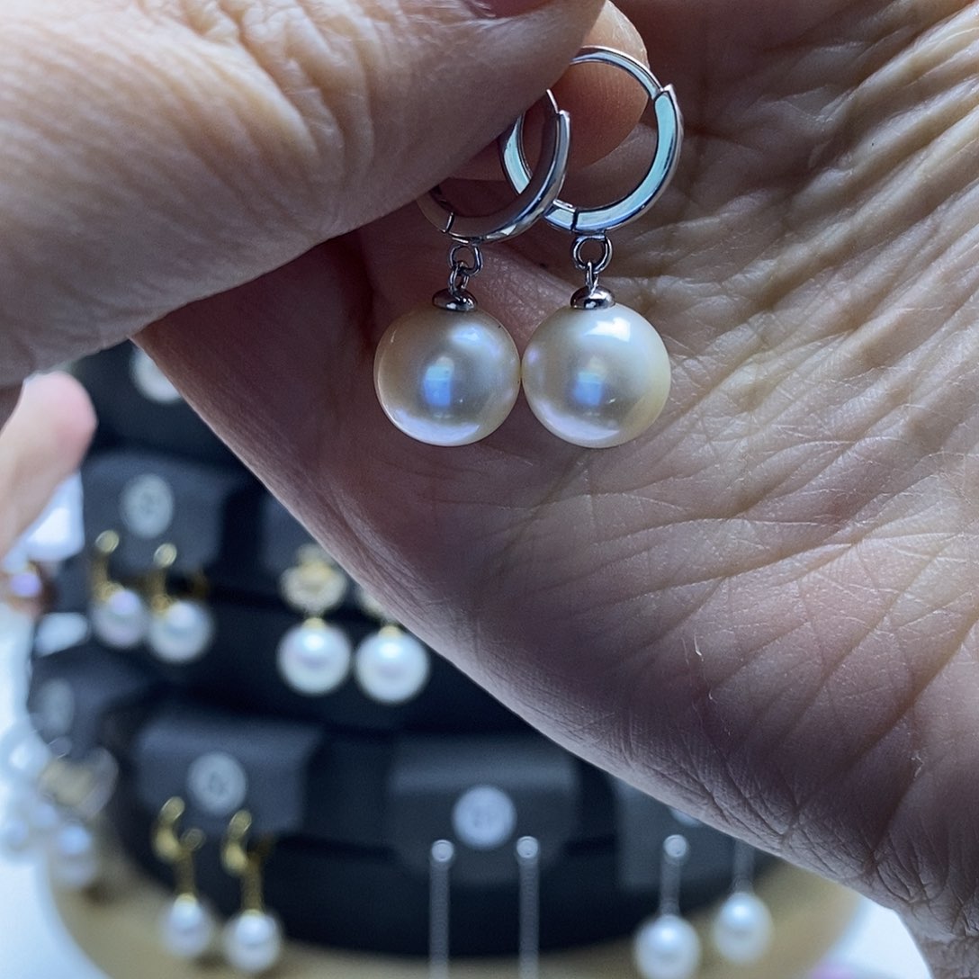 淡水珍珠耳饰银S925镶嵌