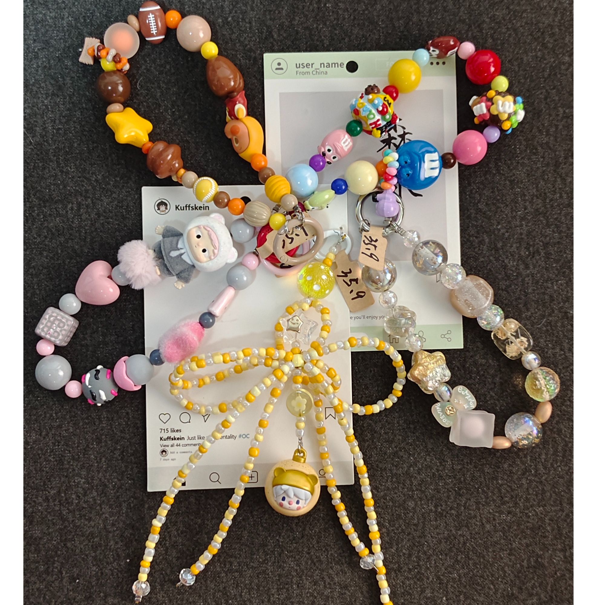 diy纯手工创意定制手机链少女可爱卡通ins