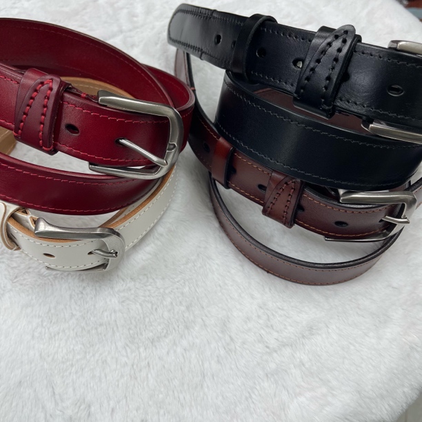 女款真皮简约百搭3.3宽头层牛皮手工皮带腰带