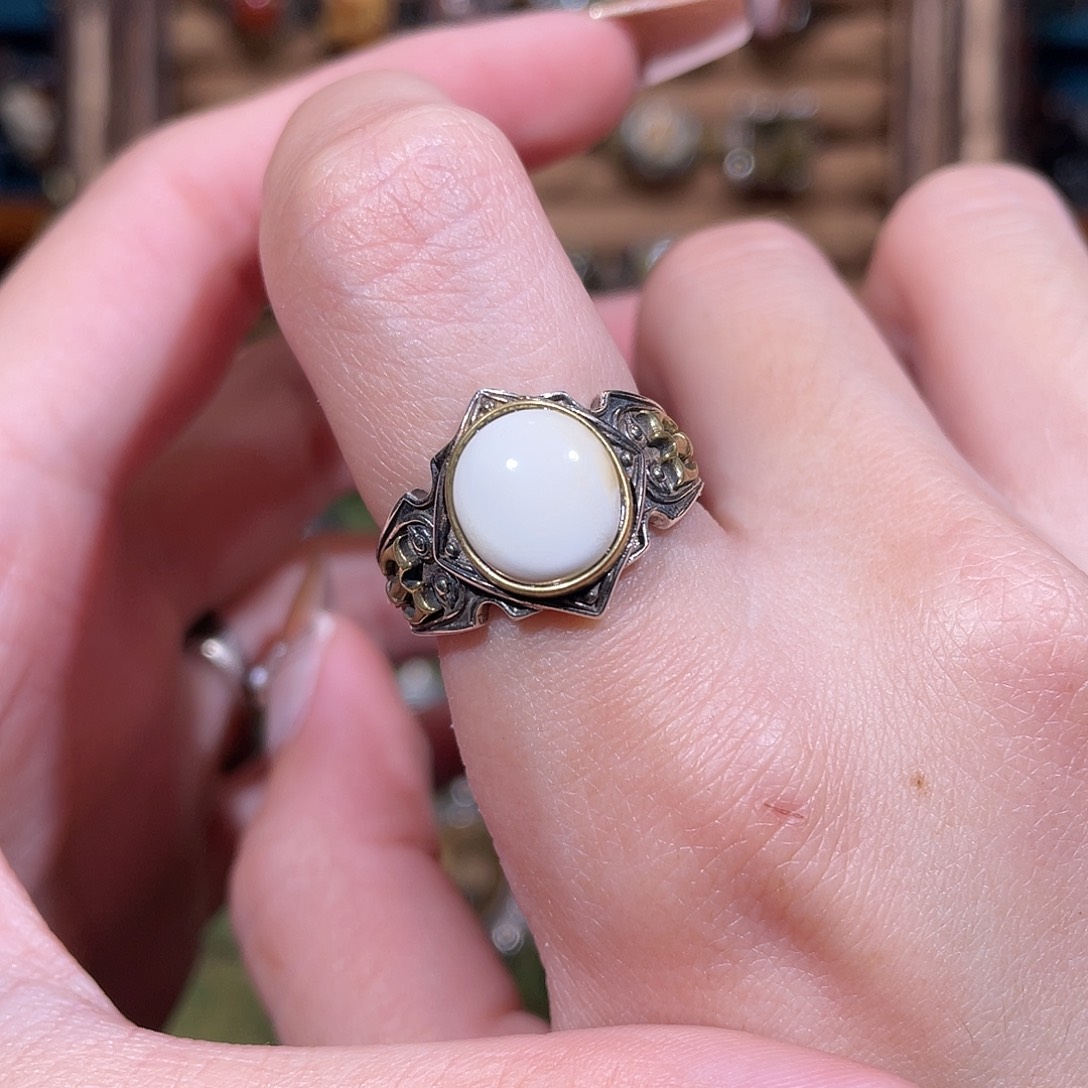 琥珀银S925镶嵌戒指