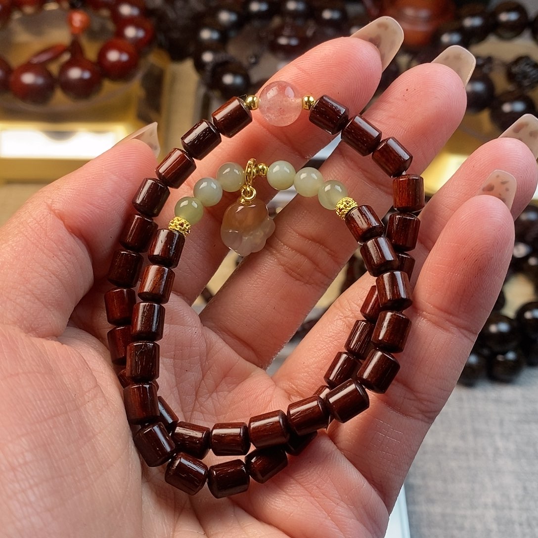 檀香紫檀（小叶紫檀）5*6桶珠双圈