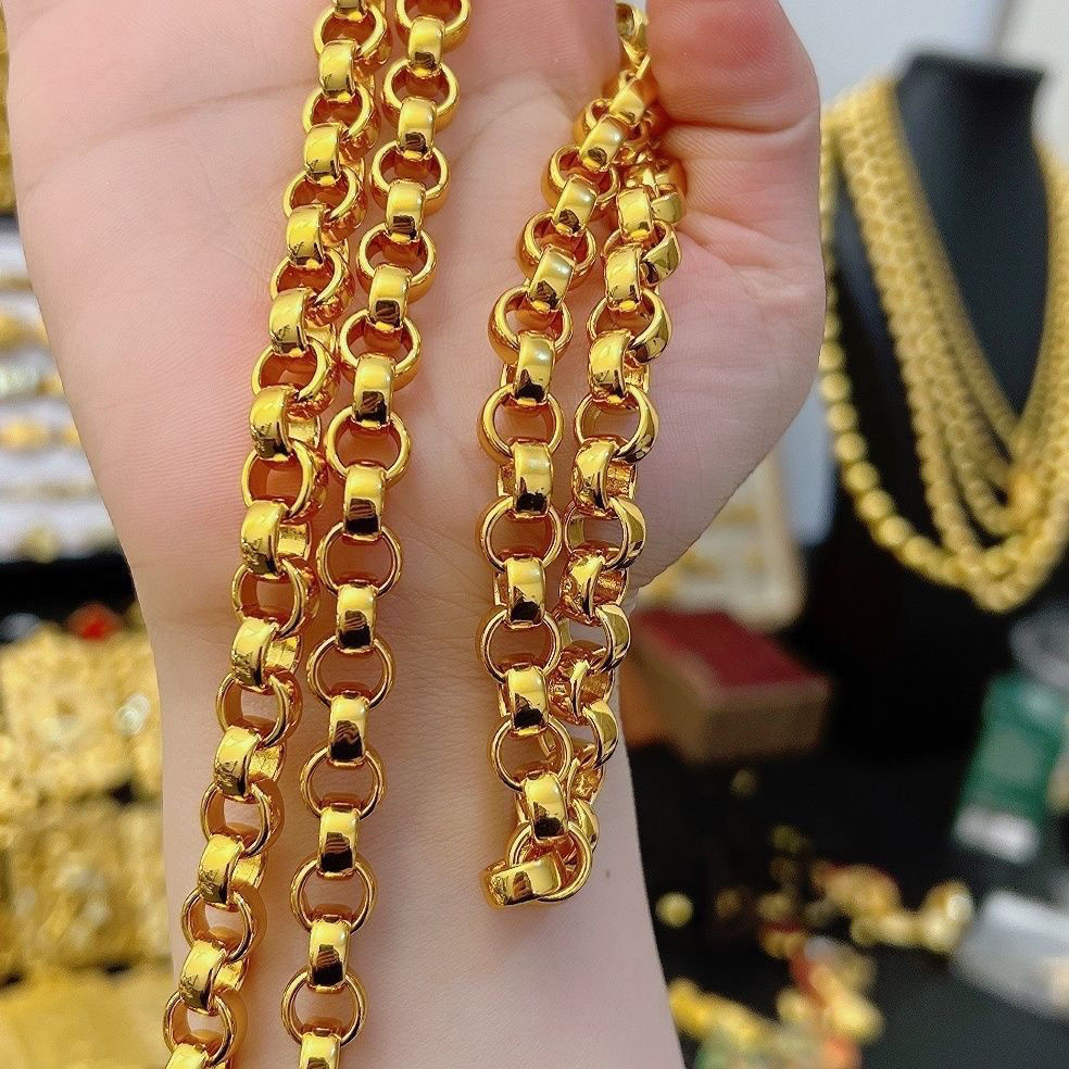 合金项链 铜合金环环相扣高品轻奢时尚项链霸气男款不掉色礼盒