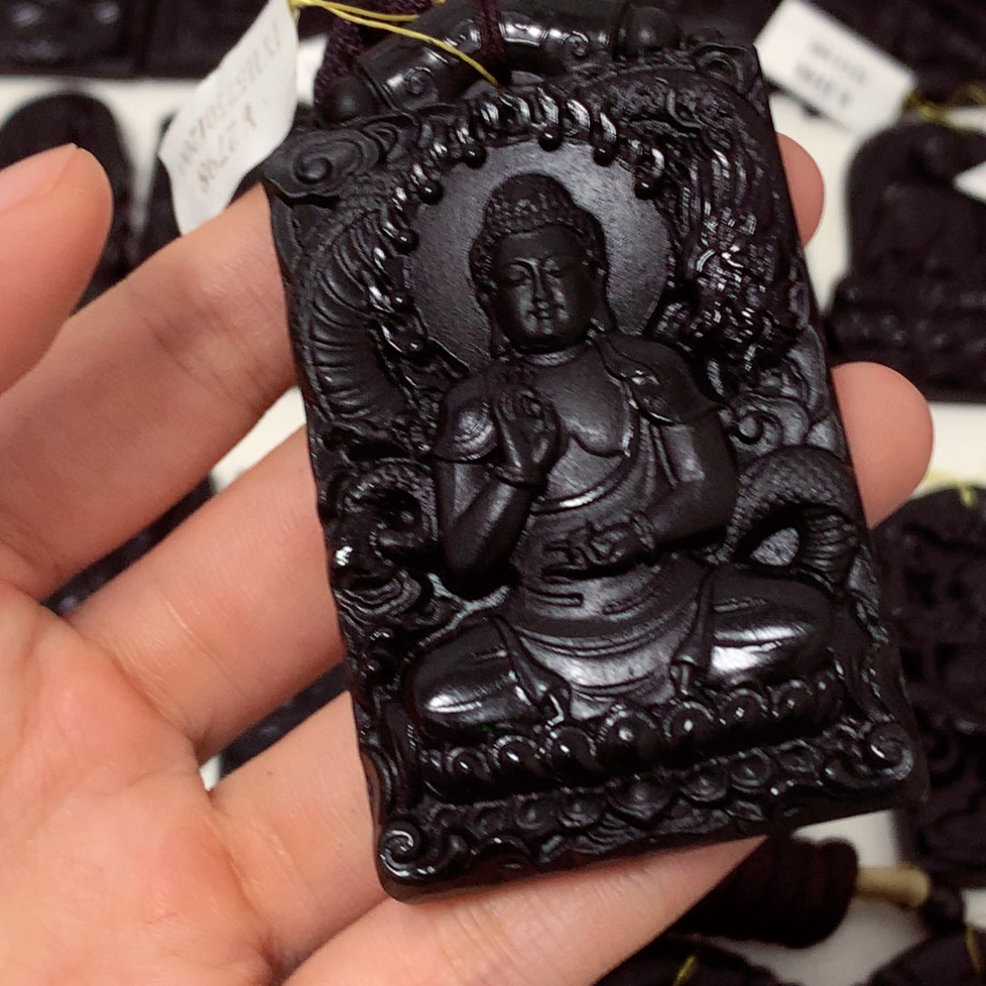 天然缅甸a货钢琴黑挂件