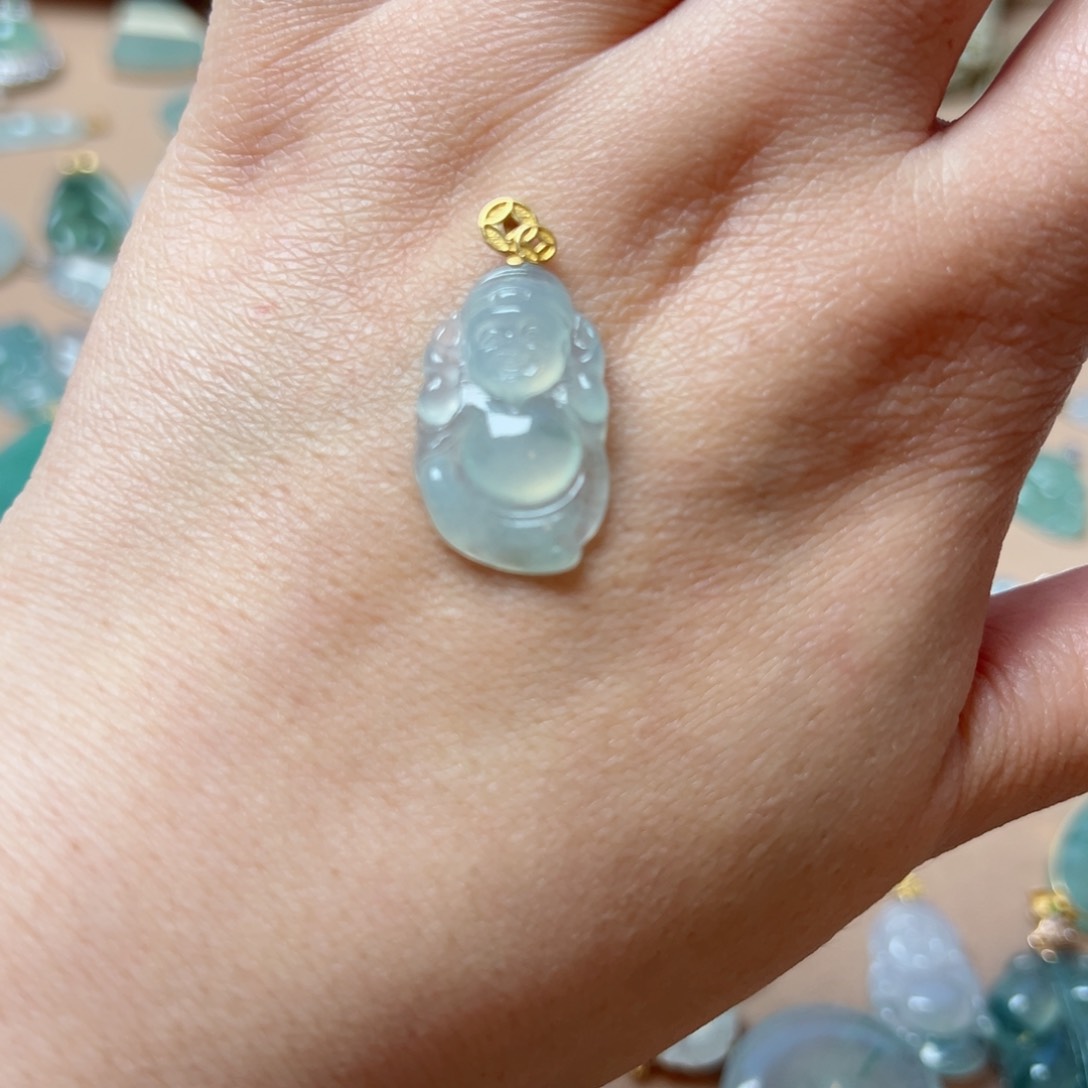 翡翠颈饰18K金镶嵌财爷