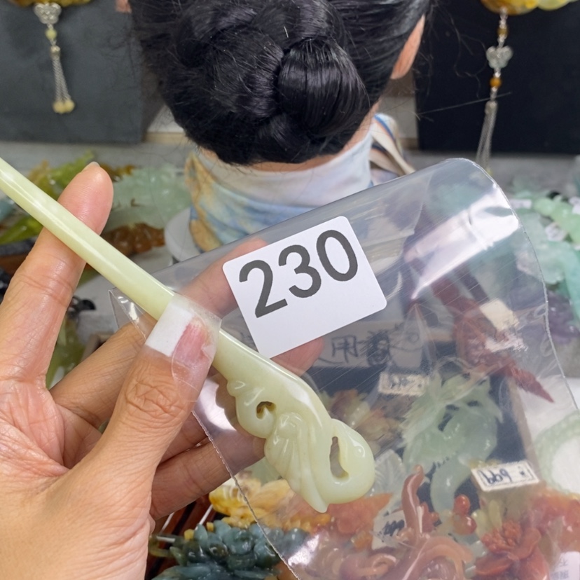 【闪购商品】岫玉发饰未镶嵌风***心