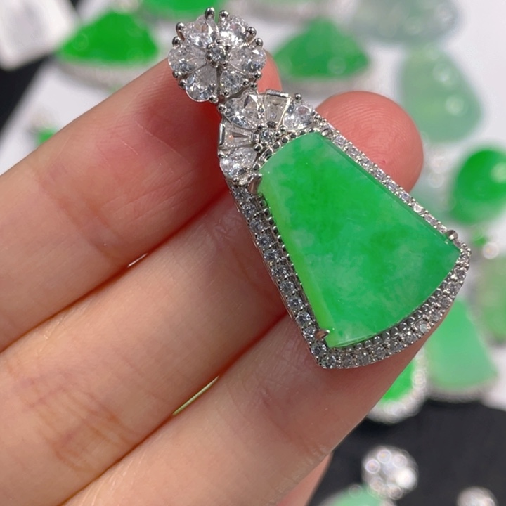 翡翠银S925镶嵌吊坠(不含链)