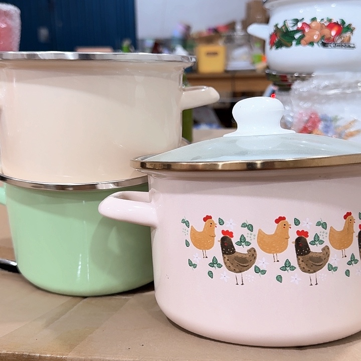 福利18加深特厚搪瓷烧锅花型随机微瑕11