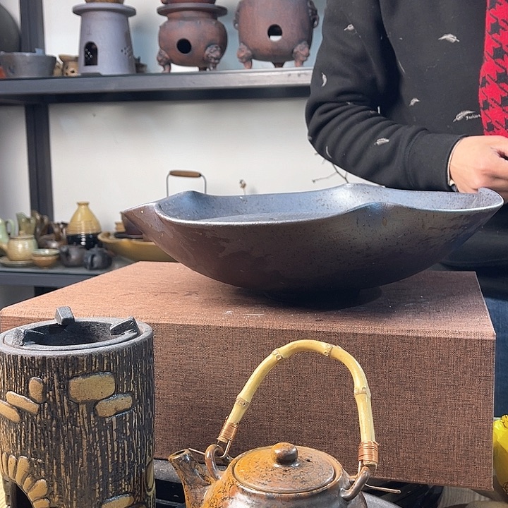 紫泥茶壶紫砂粗陶茶器