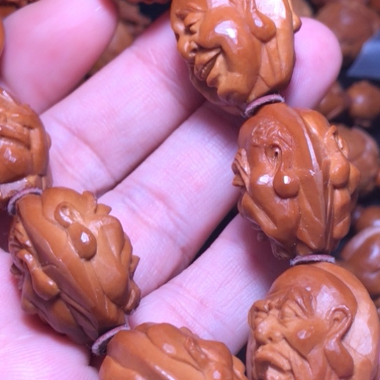 沉****手串/手链橄榄核双面浮雕写实十八罗汉