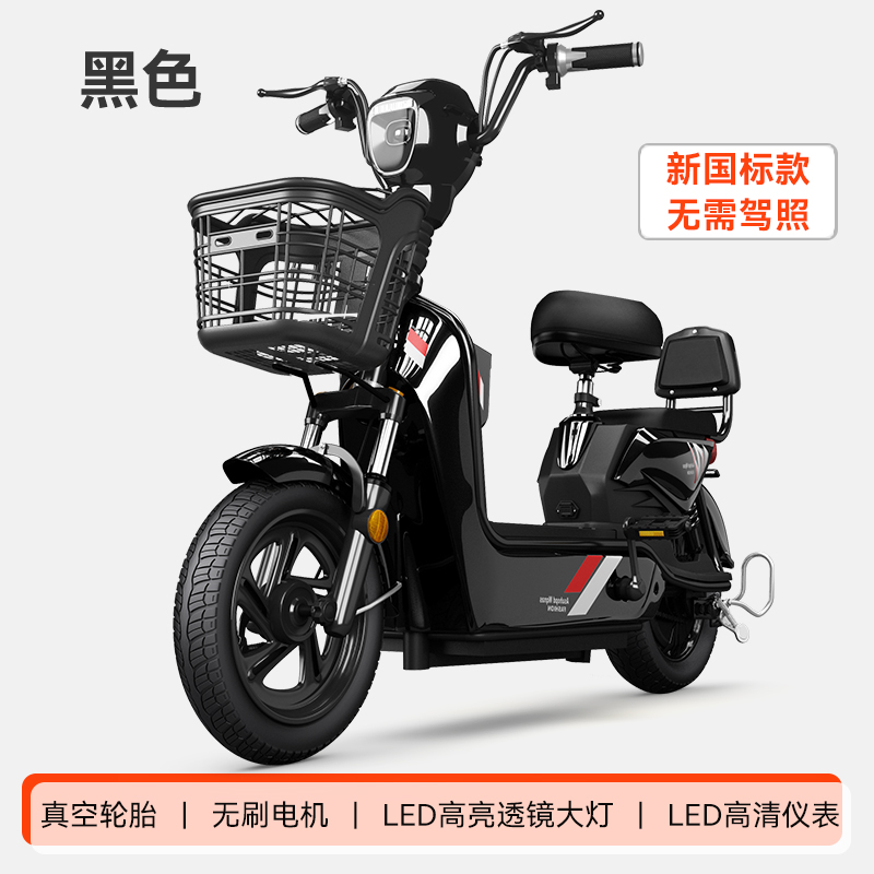 电动自行车新国标踏板助力代步成人48V电瓶电动车