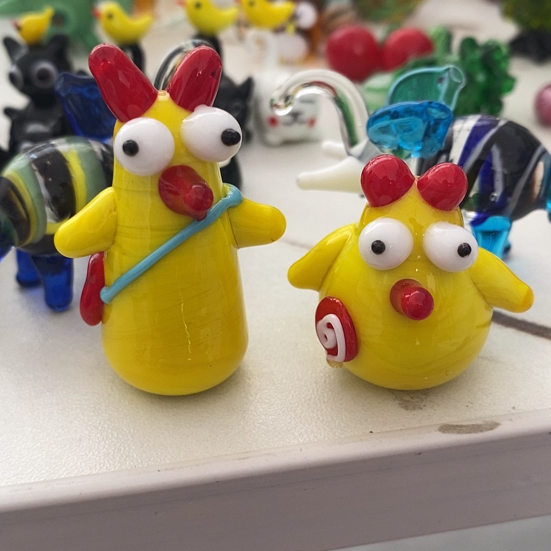 全品手工琉璃 小鸡1对