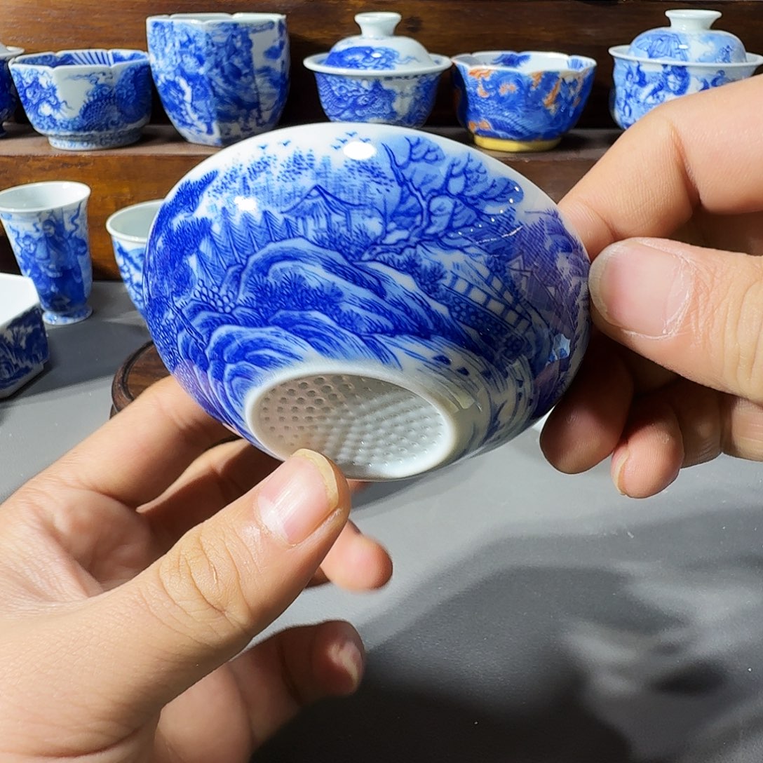 泥塑茶漏手工手绘